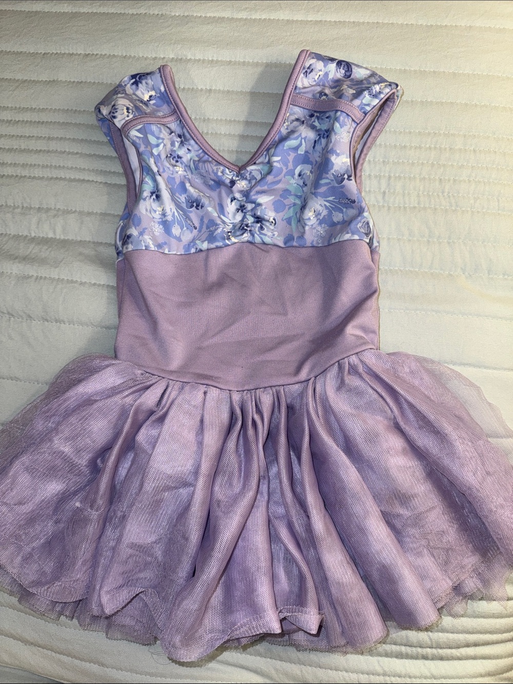 Purple Floral Dance Leotard with Tutu